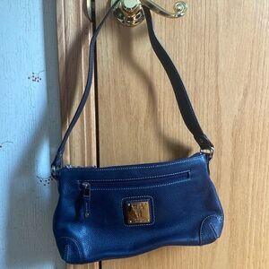 Navy Blue Tignanello Leather Shoulder Bag